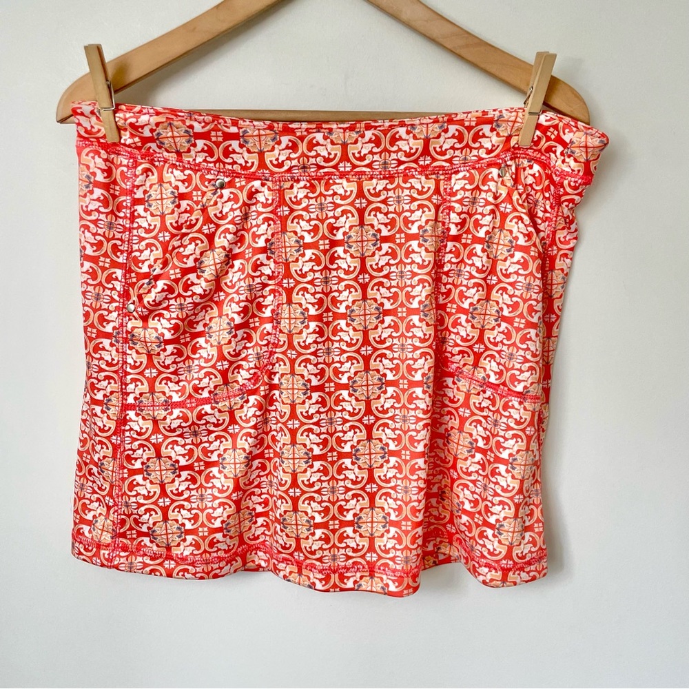 PGA Tour Red and White Printed Golf Skort